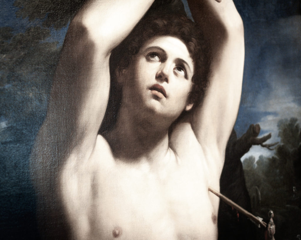 Peinture classique représentant appolon avec une fleche dans le coeur